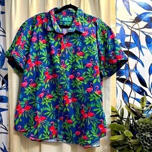 Men’s Vintage Joe Marlin 100% Cotton Tapered Fit Flamingo Hawaiian Shirt XXL